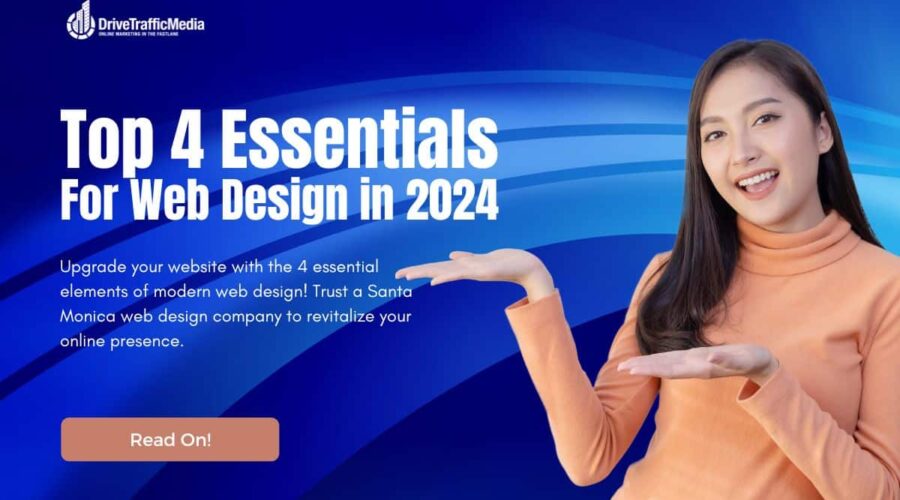 woman-pointing-on-the-blog-title-Top-4-Essentials-For-Web-Design-in-2024-1200-x-800