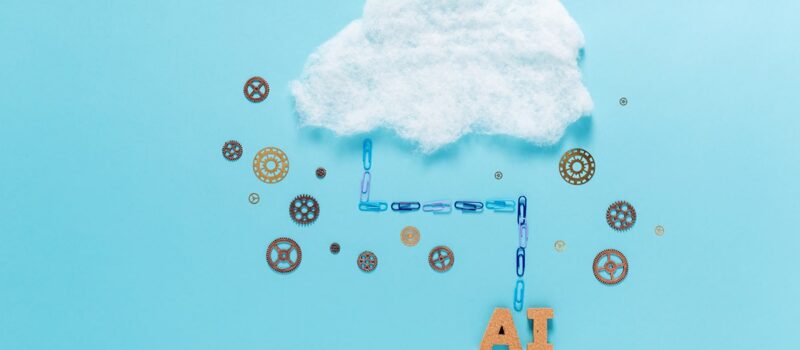 Cloud computing concept with artificial intelligence theme